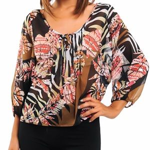 Black Leaf Print Top